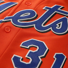 MLB Mike Piazza New York Mets Mitchell & Ness Cooperstown Collection Mesh Batting Practice Button-Up Jersey - Orange