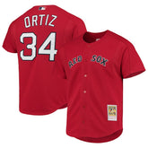 MLB David Ortiz Boston Red Sox Mitchell & Ness Cooperstown Collection Mesh Batting Practice Button-Up Jersey - Red