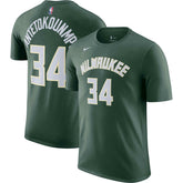 Giannis Antetokounmpo Milwaukee Bucks Icon 2022/23 Name & Number T-Shirt Hunter Green