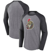 NHL Ottawa Senators Fanatics Special Edition Long Sleeve Tri-Blend Raglan T-Shirt - Heather Gray