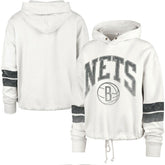 Brooklyn Nets '47 Women's Emerson Stripe Cropped Pullover Hoodie Cream