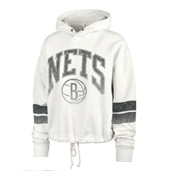 Brooklyn Nets '47 Women's Emerson Stripe Cropped Pullover Hoodie Cream