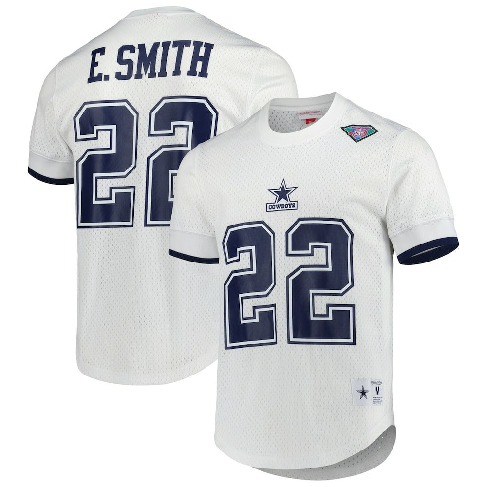 Emmitt Smith Dallas Cowboys Retired Player Name & Number Mesh Top White
