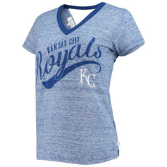 Kansas City Royals Touch Women's Hail Mary Back Wrap Space-Dye V-Neck T-Shirt - Royal T-shirts