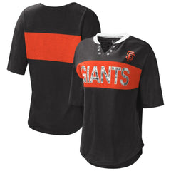 San Francisco Giants Touch Women's Lead Off Notch Neck T-Shirt - Black/Orange T-shirts