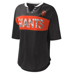 San Francisco Giants Touch Women's Lead Off Notch Neck T-Shirt - Black/Orange T-shirts