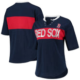 Boston Red Sox Touch Women's Lead Off Notch Neck T-Shirt - Navy/Red T-shirts