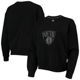 Brooklyn Nets DKNY Sport Women's Carrie Rhinestone Pullover Sweatshirt Black