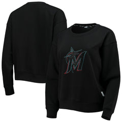 Miami Marlins DKNY Sport Women's Carrie Pullover Sweatshirt - Black Pullover