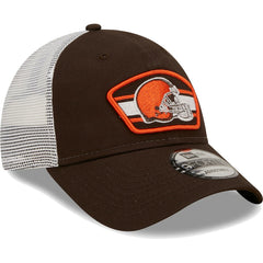 Cleveland Browns New Era Logo Patch Trucker 9FORTY Snapback Hat Brown/White