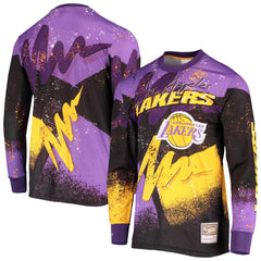 Los Angeles Lakers Hardwood Classics Hyper Hoops Moto Sublimated Long Sleeve T-Shirt Purple