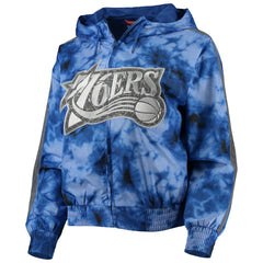 Philadelphia 76ers Women's Galaxy Sublimated Windbreaker Pullover Full-Zip Hoodie Royal