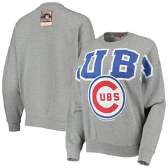 Chicago Cubs Mitchell & Ness Women's Cooperstown Collection Logo Lightweight Pullover Sweatshirt - Heathered Gray Pullover