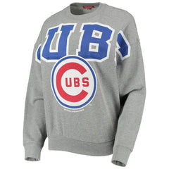 Chicago Cubs Mitchell & Ness Women's Cooperstown Collection Logo Lightweight Pullover Sweatshirt - Heathered Gray Pullover
