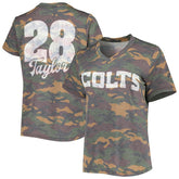 Jonathan Taylor Indianapolis Colts Majestic Threads Women's Name & Number V-Neck Tri-Blend T-Shirt Camo