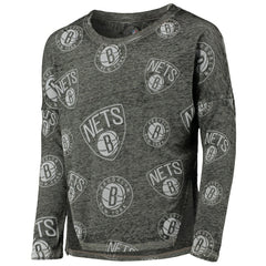 Brooklyn Nets Girls Youth Back in Action Long Sleeve T-Shirt Heathered Black
