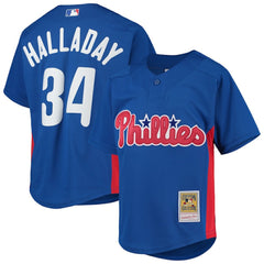 MLB Roy Halladay Philadelphia Phillies Mitchell & Ness Youth Cooperstown Collection Mesh Batting Practice Jersey - Royal