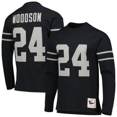Charles Woodson Oakland Raiders Retired Player Name & Number Long Sleeve Top Black