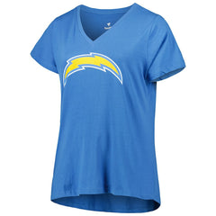 Justin Herbert Los Angeles Chargers Women's Plus Size Name & Number V-Neck T-Shirt Powder Blue