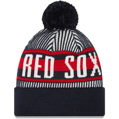 Boston Red Sox New Era Striped Cuffed Knit Hat with Pom - Navy Hats