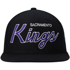 Sacramento Kings Hardwood Classics Script 2.0 Snapback Hat Black