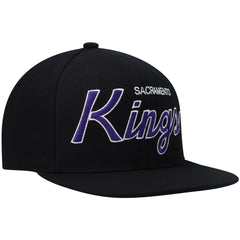 Sacramento Kings Hardwood Classics Script 2.0 Snapback Hat Black
