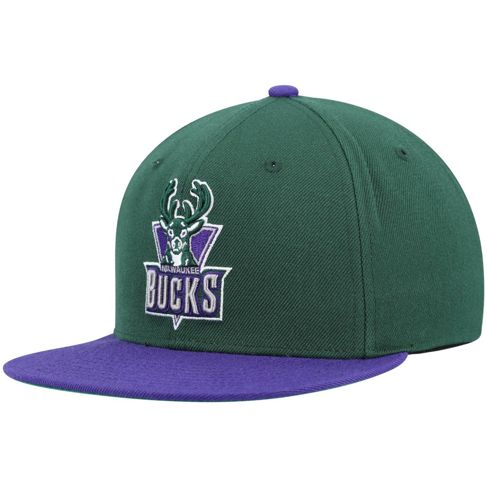 Milwaukee Bucks Hardwood Classics Team Two-Tone 2.0 Snapback Hat Green/Purple