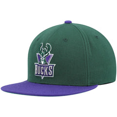 Milwaukee Bucks Hardwood Classics Team Two-Tone 2.0 Snapback Hat Green/Purple