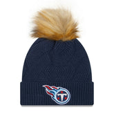 Tennessee Titans New Era Women's Snowy Cuffed Knit Hat with Pom Navy