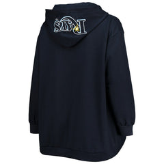 Tampa Bay Rays Women's Plus Size Lace-Up V-Neck Pullover Hoodie - Navy Hoodies
