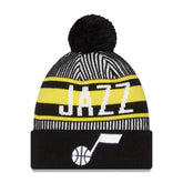 Utah Jazz Striped Cuffed Pom Knit Hat Navy