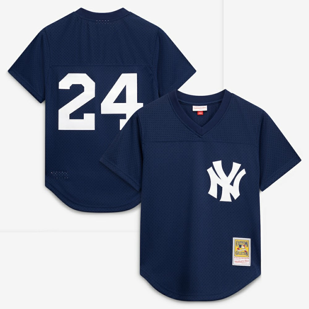 MLB Rickey Henderson New York Yankees Mitchell & Ness Cooperstown Collection Mesh Batting Practice Button-Up Jersey - Navy