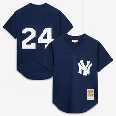 MLB Rickey Henderson New York Yankees Mitchell & Ness Cooperstown Collection Mesh Batting Practice Button-Up Jersey - Navy