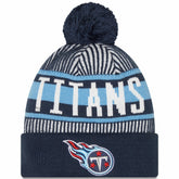 Tennessee Titans New Era Striped Cuffed Knit Hat with Pom Navy