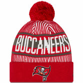 Tampa Bay Buccaneers New Era Striped Cuffed Knit Hat with Pom Red