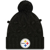 Pittsburgh Steelers New Era Girls Youth Toasty Cuffed Knit Hat with Pom Black