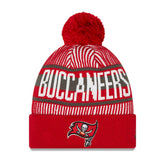 Tampa Bay Buccaneers New Era Youth Striped Cuffed Knit Hat with Pom Red