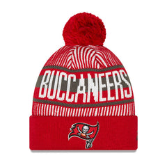 Tampa Bay Buccaneers New Era Youth Striped Cuffed Knit Hat with Pom Red
