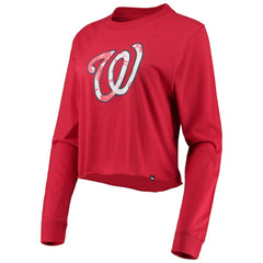 Washington Nationals New Era Women's Baby Jersey Cropped Long Sleeve T-Shirt - Red Jerseys