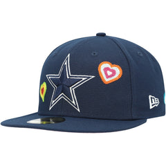 Dallas Cowboys New Era Chain Stitch Heart 59FIFTY Fitted Hat Navy