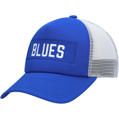 NHL St. Louis Blues adidas Team Plate Trucker Snapback Hat - Blue/White
