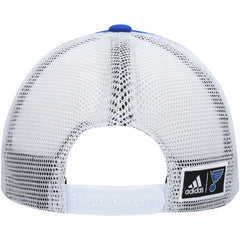 NHL St. Louis Blues adidas Team Plate Trucker Snapback Hat - Blue/White