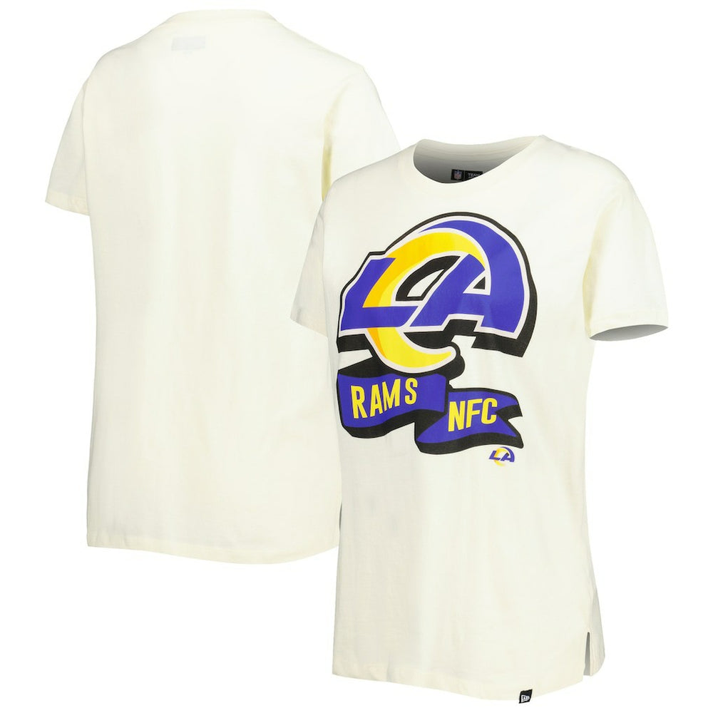 Los Angeles Rams New Era Women's Chrome Sideline T-Shirt Cream