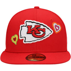 Kansas City Chiefs New Era Chain Stitch Heart 59FIFTY Fitted Hat Red