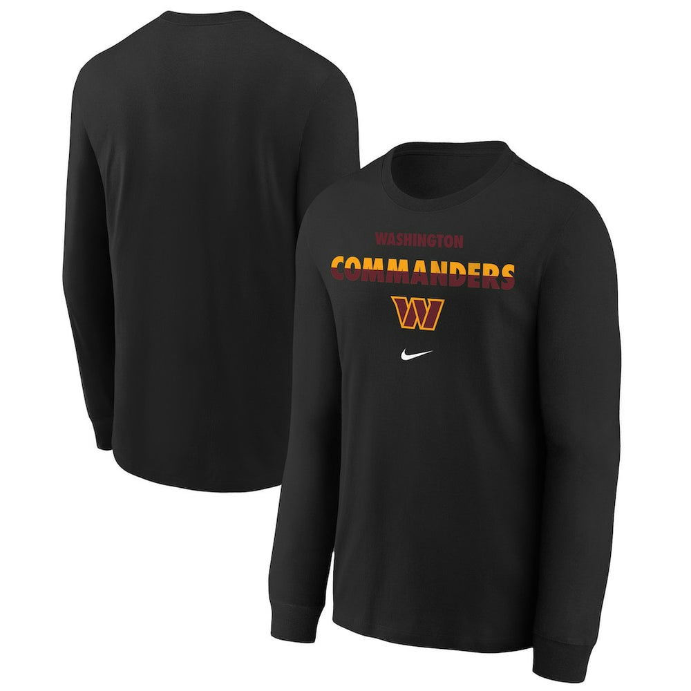 Washington Commanders Youth Team Color Split Long Sleeve T-Shirt Black