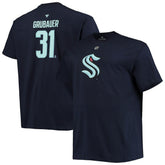 NHL Philipp Grubauer Seattle Kraken Fanatics Big & Tall Name & Number T-Shirt - Deep Sea Blue