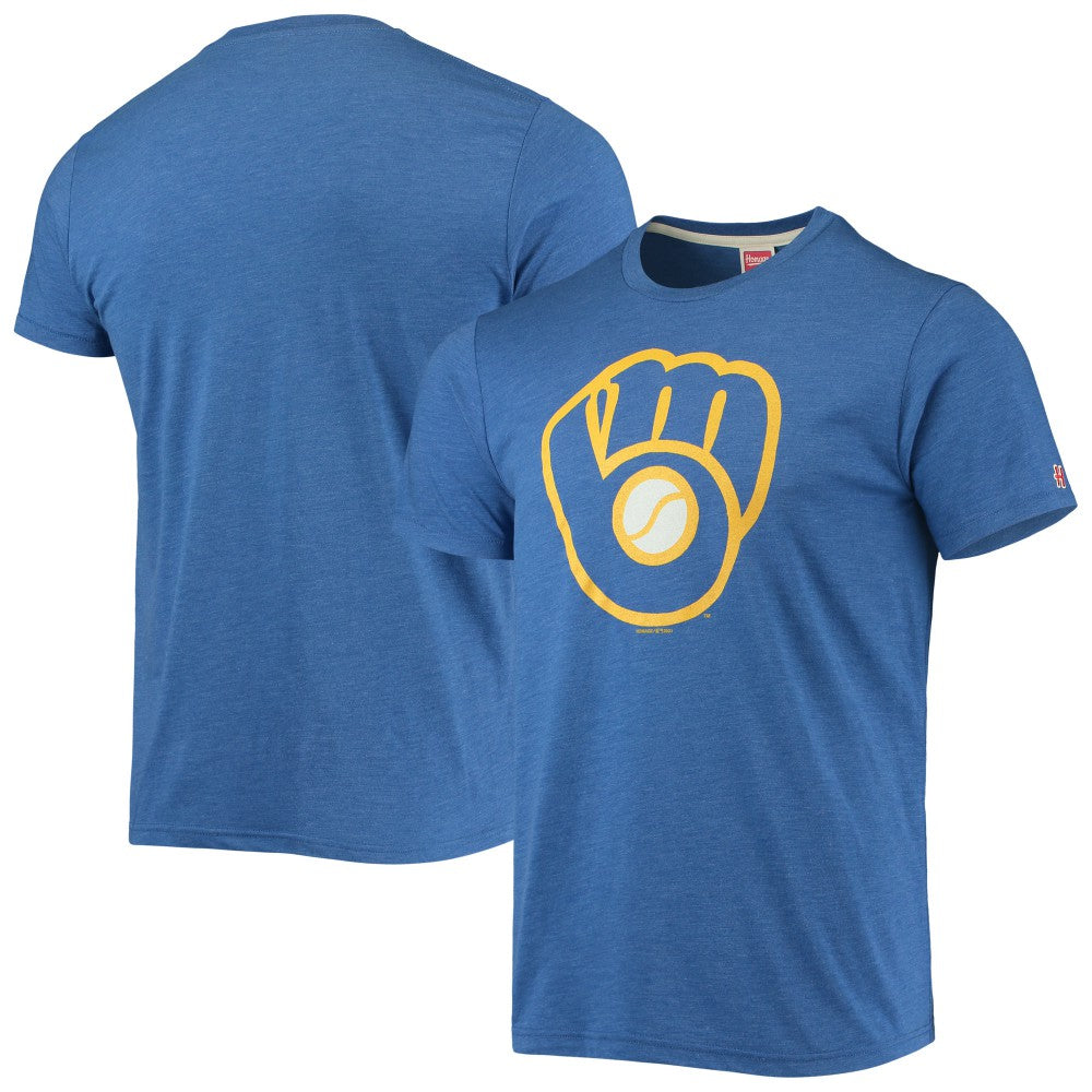 Milwaukee Brewers Homage Hand-Drawn Logo Tri-Blend T-Shirt - Royal T-shirts