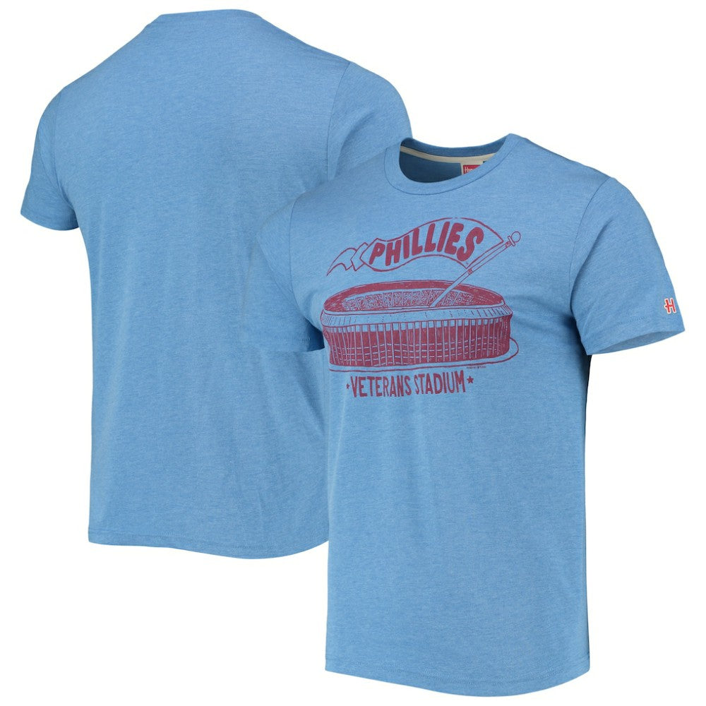 Philadelphia Phillies Homage Veterans Stadium Tri-Blend T-Shirt - Light Blue T-shirts