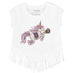 Boston Red Sox Tiny Turnip Girls Youth Unicorn Fringe T-Shirt - White T-shirts