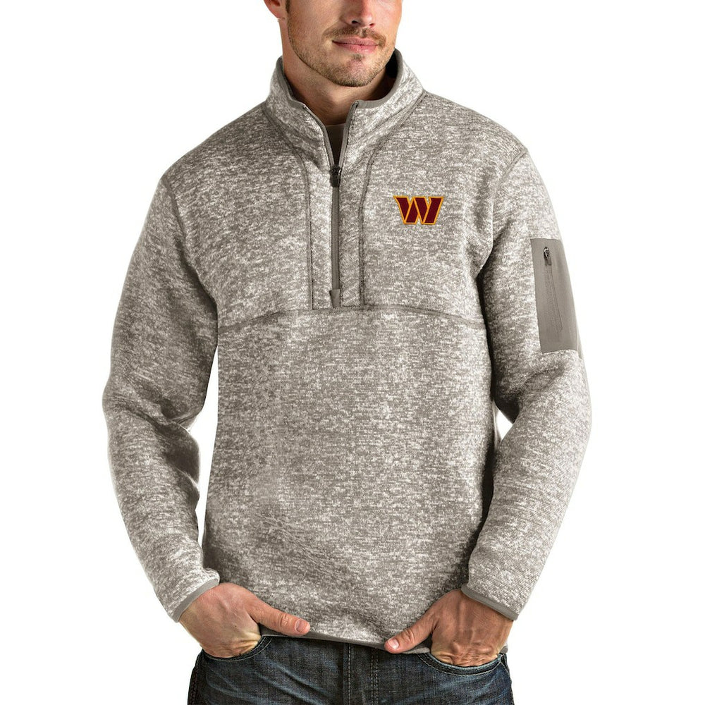 Washington Commanders Antigua Fortune Quarter-Zip Pullover Jacket Oatmeal